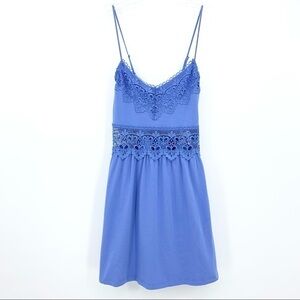Topshop Blue Knit & Lace Cami Mini Dress Size 6